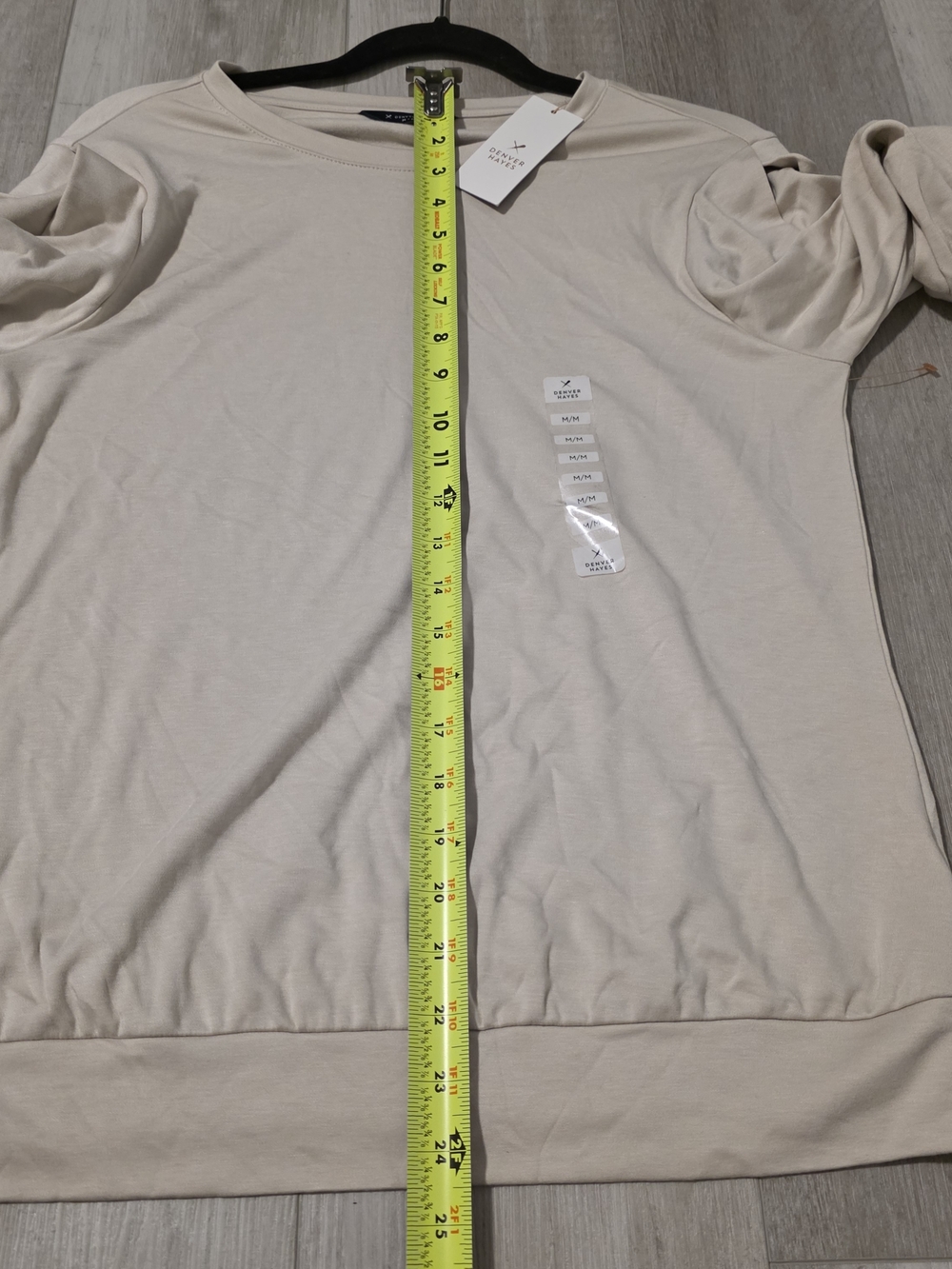 Denver Hayes Oatmeal Heather Long Sleeve Top Puff Sleeve Size Medium NWT - Picture 10 of 10